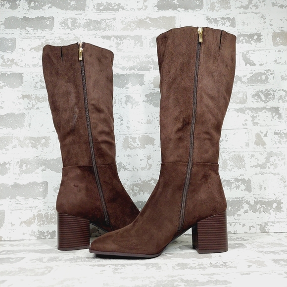 NEW Nordstrom RACK Virginia Block Heel Tall Boot In Brown Chocolate B393 - Picture 5 of 12